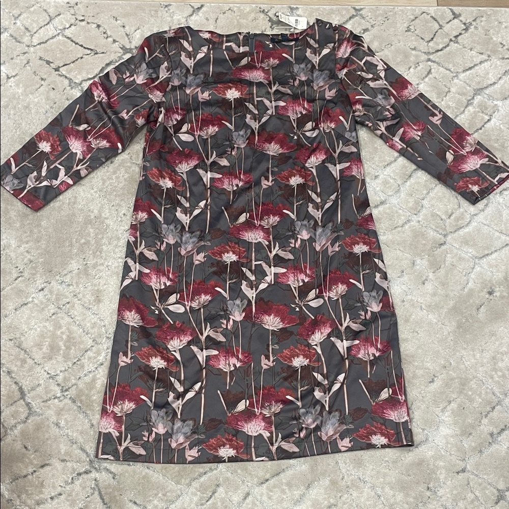 New Brooks Brothers Floral Patterned Dress in Red and Gray